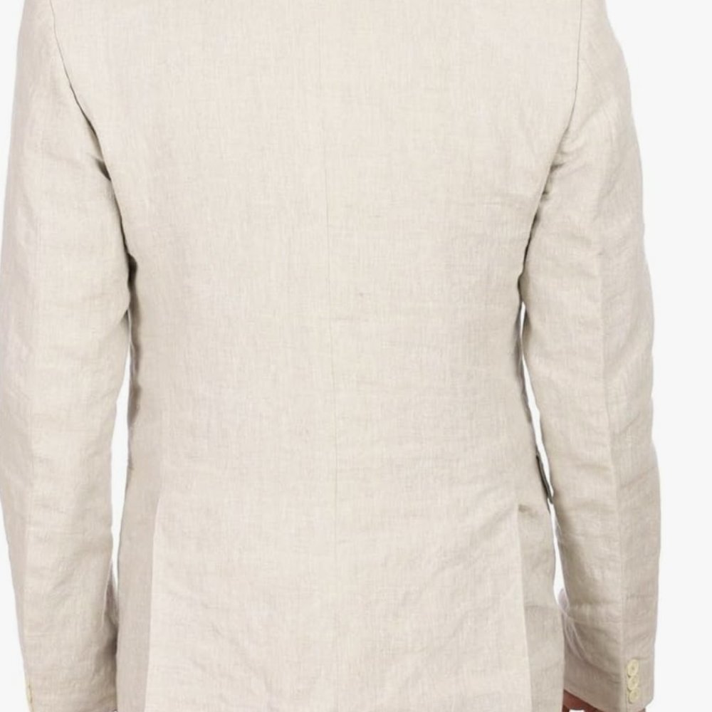 WINTAGE Men's Linen Blazer suit jacket Beige colored - Picture 3 of 4